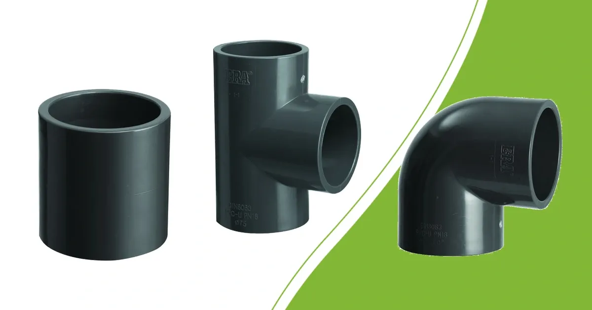 PVC verbindstuk, T-stuk en bocht voor 32 mm leidingen