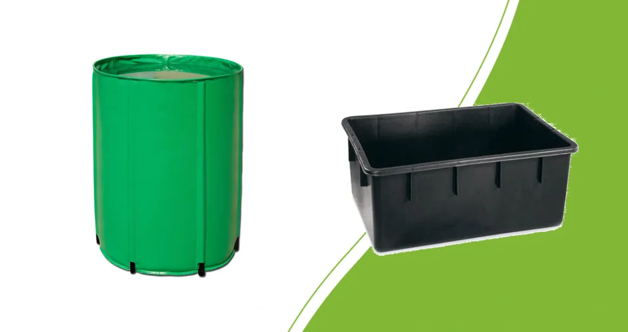 Opvouwbaar Aquaking watervat en hard zwart rechthoekig watervat