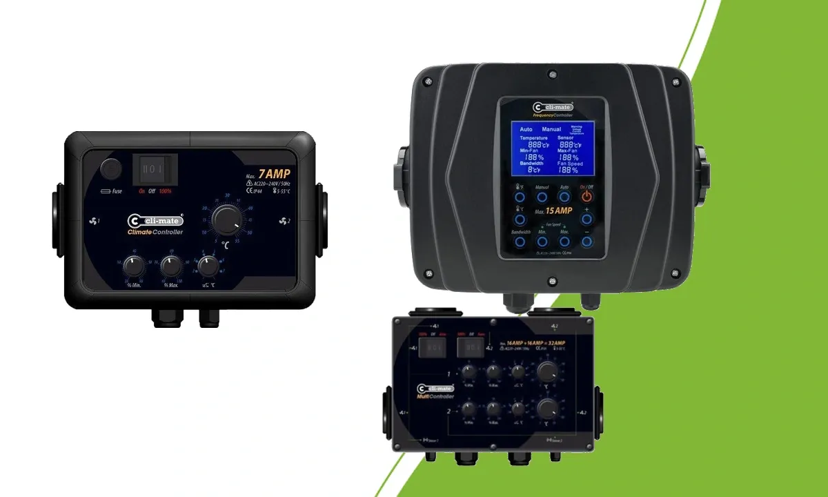 Cli-mate 7A klimaatregelaar, 15A frequentieregelaar en Multi controller 16+16A