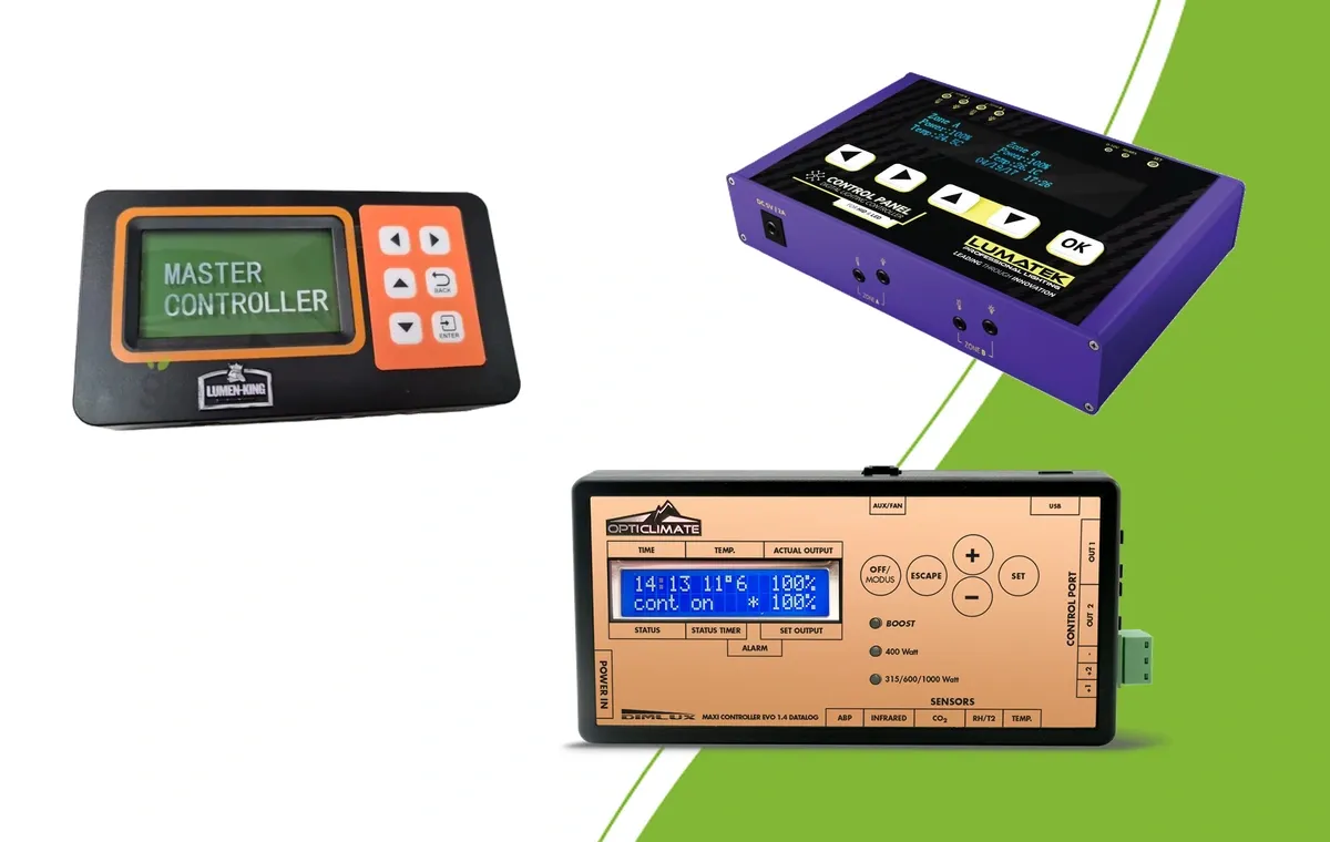 Lumen King ECO Controller, Lumatek Digital Panel PLUS 2.0 en DimLux Maxi Controller EVO 1.2