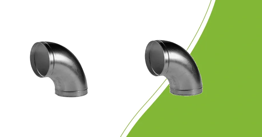 Twee metalen ventilatiebochten uit het Spiro-assortiment