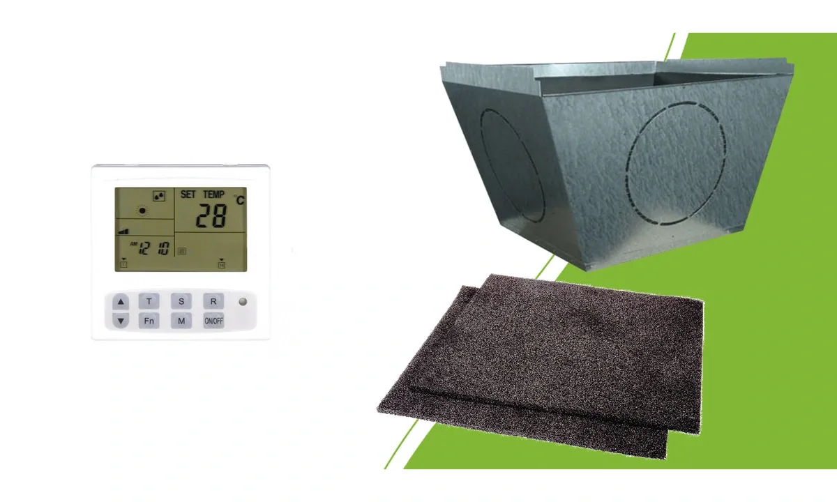 Opticlimate PRO3-afstandsbediening, plenumbox voor 10.000 PRO3 en koolstoffilters voor 10.000 PRO3 als losse onderdelen