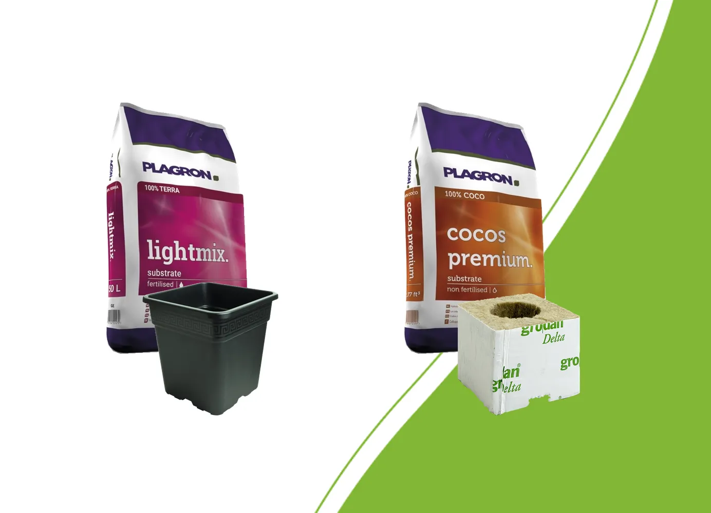 Plagron Lightmix en Cocos Premium, een vierkante pot en een Grodan startblok
