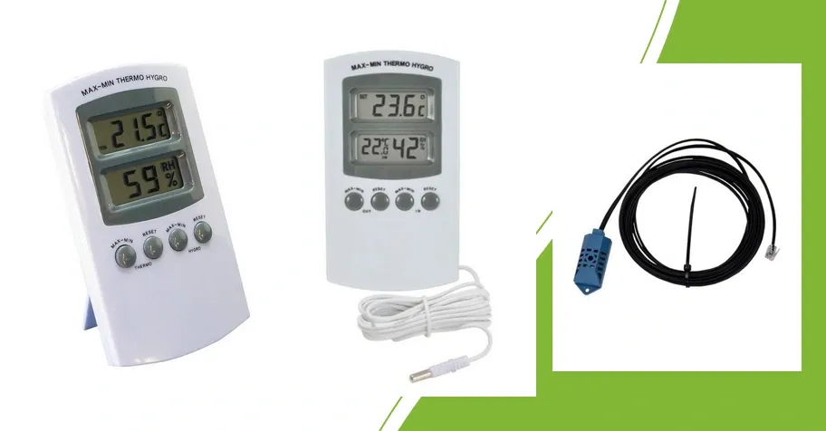 Digitale Fertraso thermo-hygrometer, model met externe voeler en DimLux RH-sensor