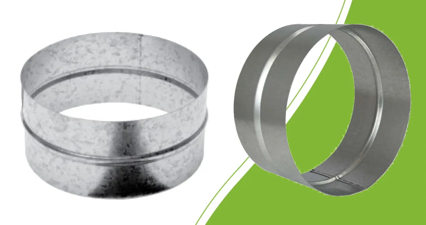 Steekverbinding 160 mm voor luchtslang links en 160 mm voor hulpstuk rechts