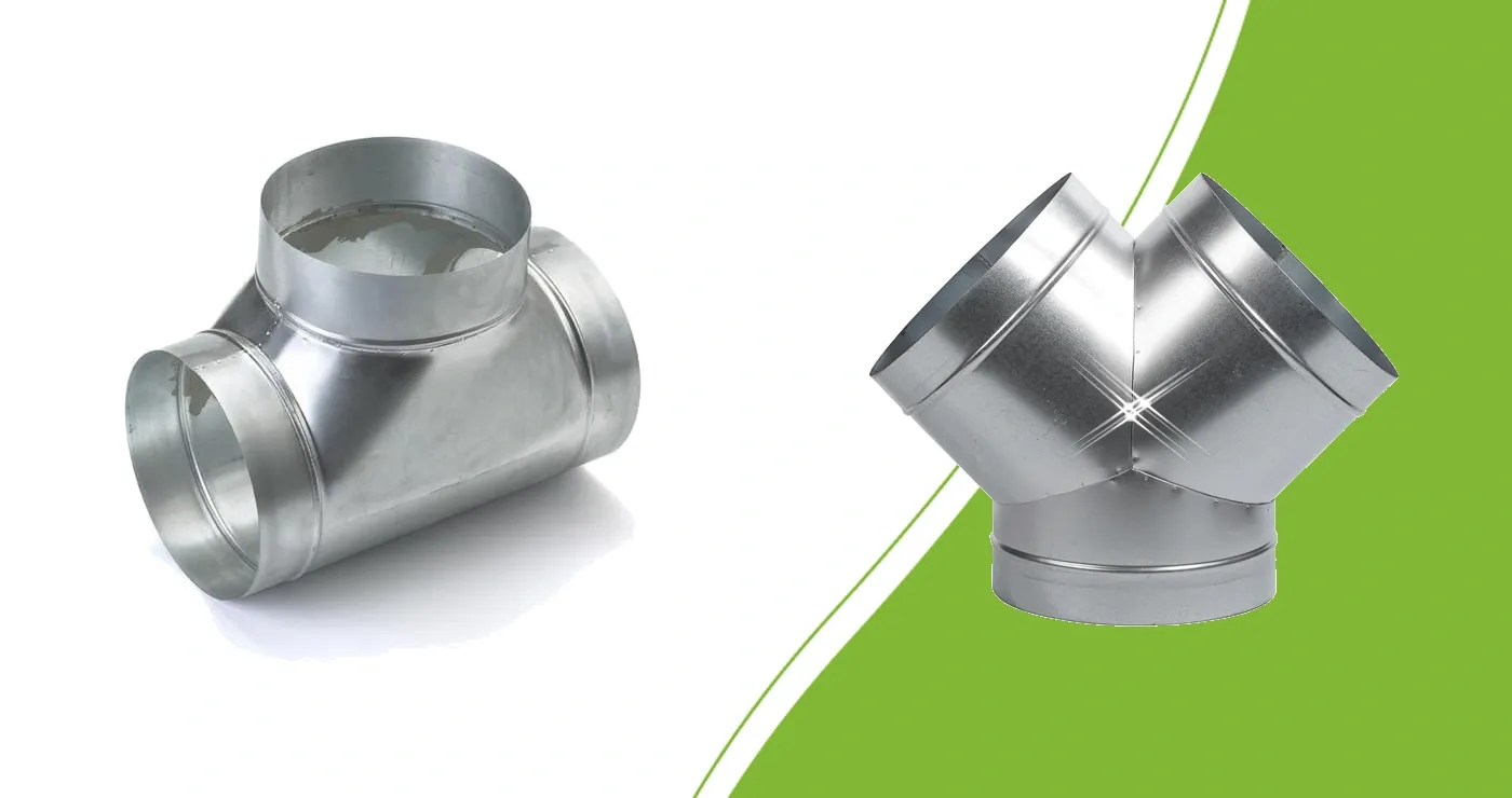 Metalen T-stuk en Y-stuk voor ventilatie