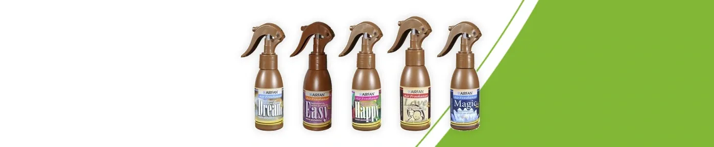 Vijf Airfan-sprays van 100 ml: Dream, Easy, Happy, Love en Magic