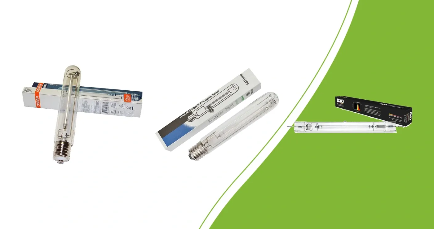 HPS-lampen: Osram 400W E40, Philips 600W E40 en DimLux 1000W DE