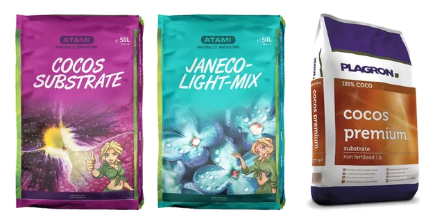 Productselectie voor Aarde & kokos: Atami | Cocos substraat | zak 50 liter; Atami | Janeco lightmix | zak 50 liter; Plagron | Cocos Premium Substraat | zak 50 liter