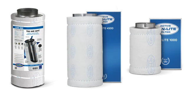 Productselectie voor CAN Filters: Can Koolstoffilter 66cm, 700 m3; Can Lite 4500 m3; Can Lite 1000 m3
