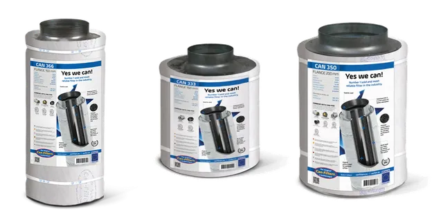 Productselectie voor Can Original koolstoffilters: Can Koolstoffilter 66cm, 700 m3; Can Koolstoffilter 33cm, 350 m3; Can Koolstoffilter 50cm, 700 m3