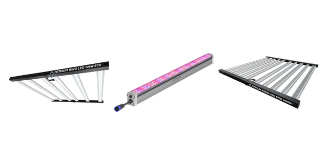 Productselectie voor Platinum King LED: Platinum | LED Kweeklamp | King Led 2.6 | 720W ECO; Platinum | LED Kweeklamp | Under Canopy | 150W; Platinum | LED Kweeklamp | King 2.8 | 1000W PRO