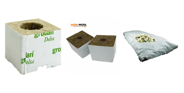 Productselectie voor Steenwol voor kweek: Grodan | Startblok Groot Gat | 38mm gat | 7,5x7,5x6,5cm | per stuk; Agra Wool | Startblokken | 28mm Gat | 224stuks | 7,5x7,5x6,5cm; Agra-Wool RFX-1, 240 liter mapito per doos (3 zakken a 80 ltr)