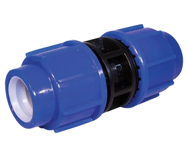 Rechte tyleenkoppeling van 25 mm met blauwe wartels